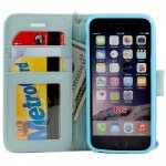 Wholesale iPhone 6 4.7 Folio Flip Leather Wallet Case with Strap (Blue)